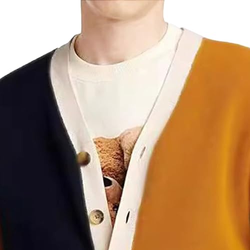 Men's Color Block Lightweight Open Sweater V Neck Button Down Casual Cardigans Fashion Knitted Cardigan Tops3