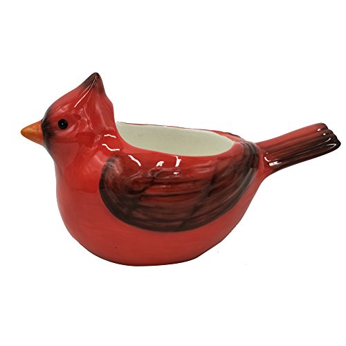 Comfy Hour 3" Ceramic Cardinal Feather Bird Sculpture Candle Holder For Home Decoration, Red, Winter Holiday Collection #TOP1