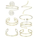 XFSRG 6 Pezzi Bracciale Rigido Donna Aperto Regolabile Arm Cuff Spirale Polsini da Spirale Gioielli da Donna per Braccio e Avambraccio (Oro D)
