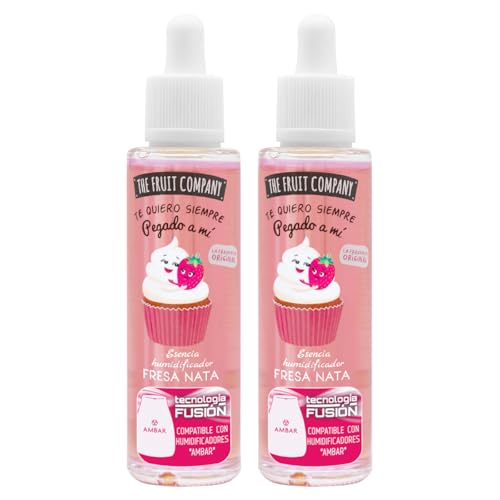 The Fruit Company Esencia para Humidificador 50 ml – Aromas Fresa Nata, Melón, Moras o Coco – Esencia Hidrosoluble Aromaterapia – Aroma Intenso para Difusor (Fresa Nata)