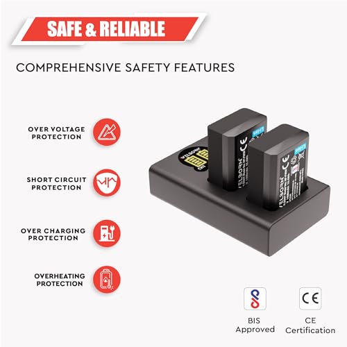 Image of WELBORN NP-FW50 Dual Battery and Charger Combo Pack for Sony NP-FW50 Battery for A7 /A7II /A7R A5100 NEX6 A6000 Cameras