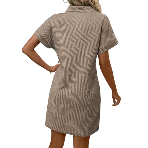 Mini Dress for Women Collared Button Down Dresses Short Sleeve Fashion Trendy Texture Sundress Summer Cute Dress 20253