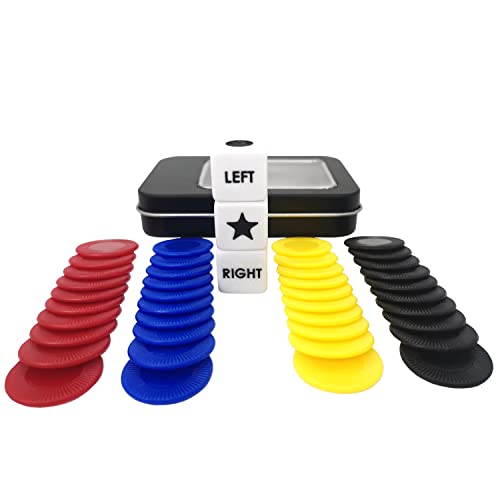 Left Right Center Dice Game Prime Set With 3 Dices + 40 Chips (Colorful) (4 Mixed Colors) #TOP1