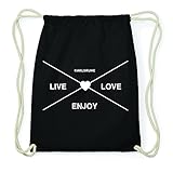 Maße 37x46,5cm JOllify Karlsruhe Hipster Turnbeutel Tasche Rucksack aus Baumwolle - Farbe: schwarz – Design: Hipster Kreuz - Farbe: schwarz