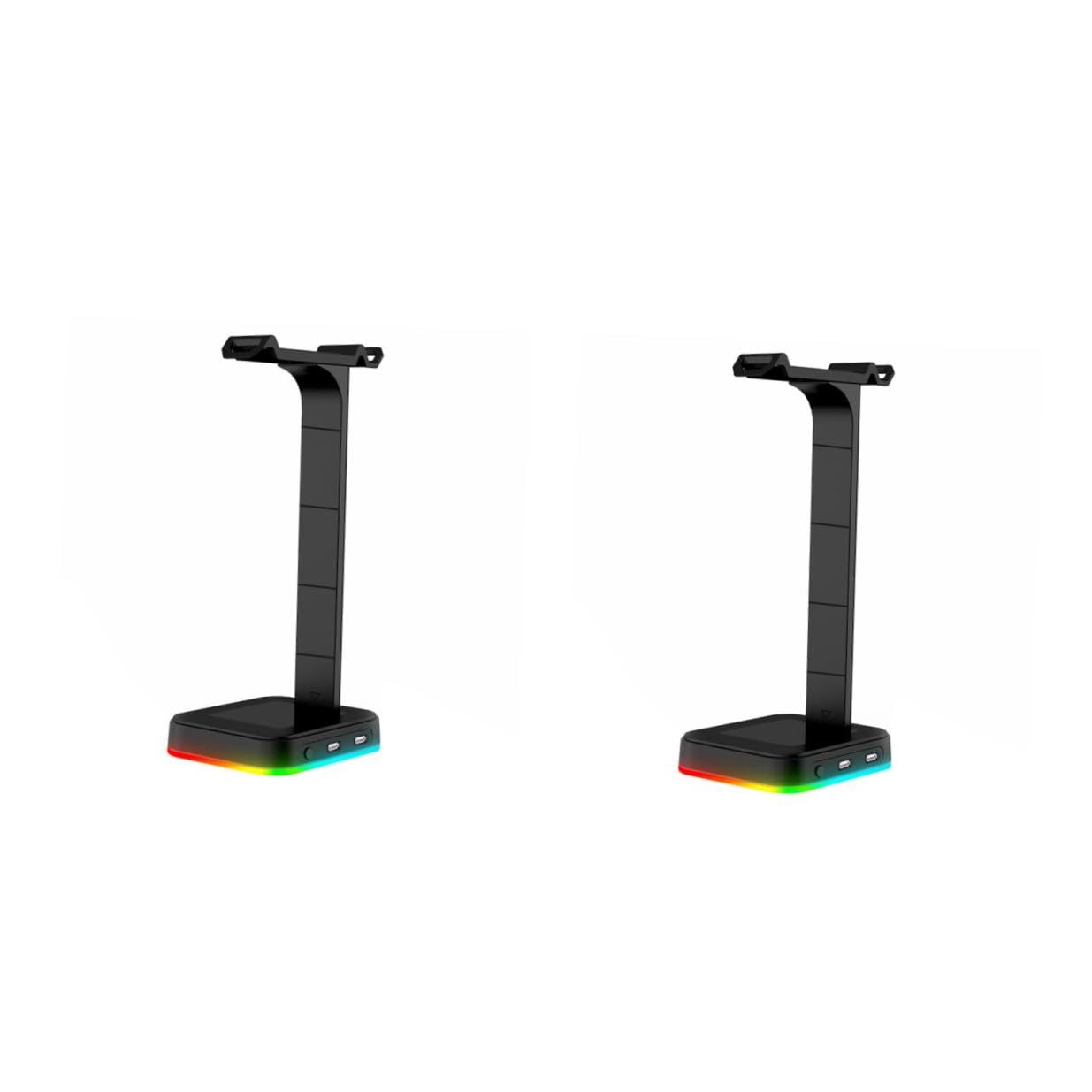 2 Piezas Soporte para Auriculares Gaming con Iluminación RGB y Base de Carga USB Tipo- Estable y Antideslizante con Doble Puerto USB para Datos Escritorio Compatible con Pc y