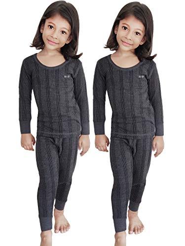 HAP Kids Winter Thermal Full Sleeves Set:Top & Pajama Set | Dark Grey | Winter Inners