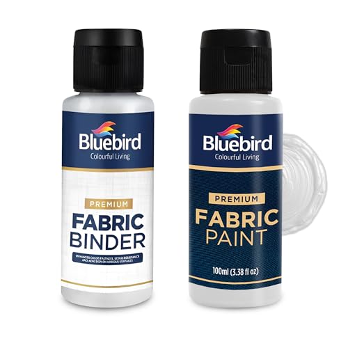 Fabric Medium - 3.4 Fl Oz / 100 ML & Fabric Paint, White, 3.4 Fl Oz