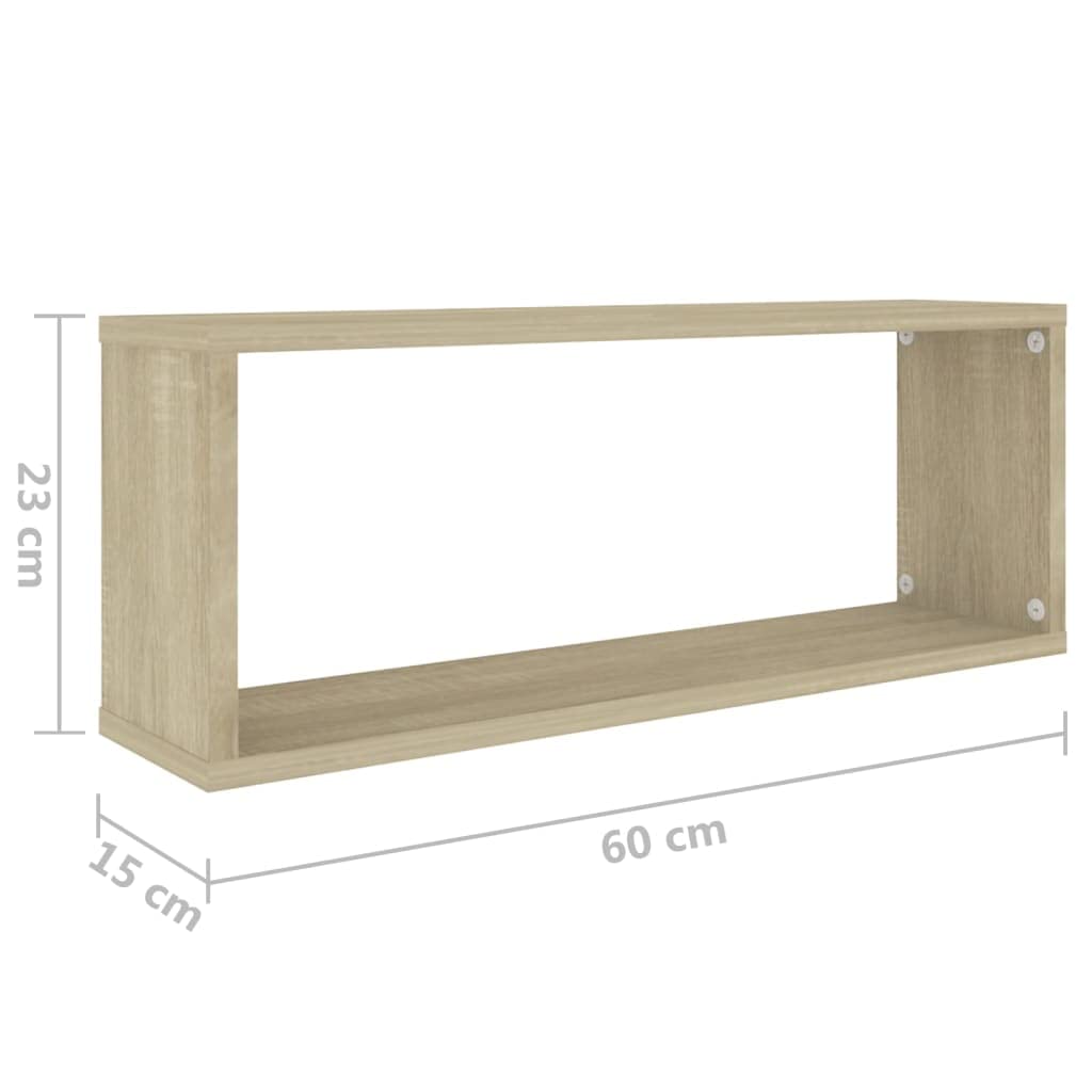Regał w kształcie kostki, 6 szt. dąb sonoma 60 x 15 x 23 cm, pływające półki ścienne z materiału drewnopochodnego na książki, dekoracje, przedmioty kolekcjonerskie, uniwersalny montaż na