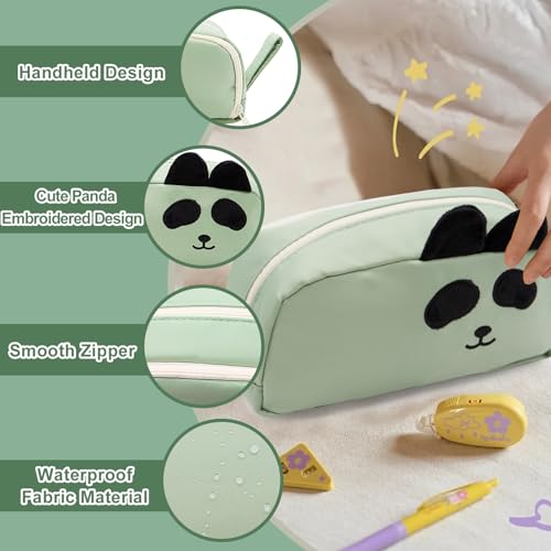 LJCZKA Cute Cat Pencil Case Large Capacity for Girls Boys Cat Panda Pen Bags with Compartments for Office College School - Image 3