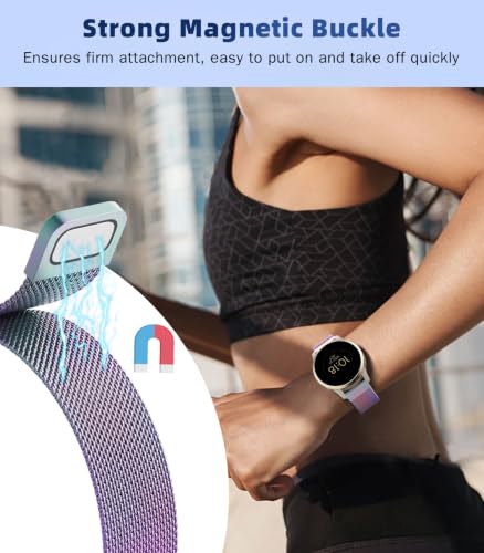 Image of 18mm Metal Watch Band Compatible with Venu 4 41mm /3S /2S; Forerunner 265S /255S; Vivoactive 4S /Vivomove 3S, Mesh Stainless Steel Replacement Strap Clasp Wristband, Rainbow