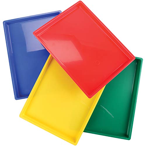 Constructive Playthings-EDX-770 Messy Trays, Set of 4 Hard Plastic Trays, Multi-Color Constructive Playthings-EDX-770 Messy Trays, Set of 4 Hard Plastic Trays, Multi-Color