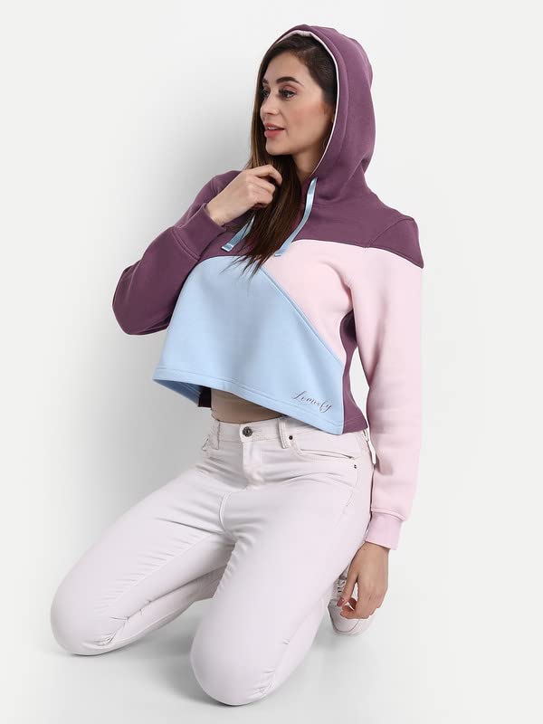 Image of Women's Stylish 3 Shade Fleece Hoodie Suitable for Winters