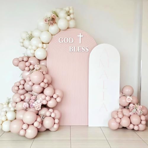 Image of Dusty Pink Balloon Arch Kit,145Pcs Retro Blush Pink Sand White Cream Neutral Metallic Champagne Gold Balloons Different Size for Baby Shower Bridal Anniversary Birthday Party Decoration