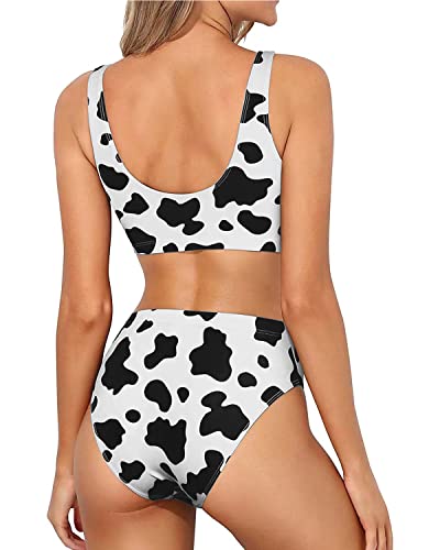 Image of Sporty Bikini Set Two Piece High Waisted Swimsuit Athletic Bathing Suit | Sporty,High Waisted Bottom,U-back,Removable Cups,Athletic,Quick Dry