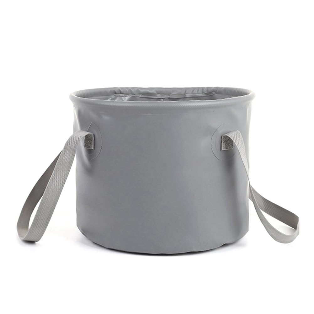 Tassteen Outdoor Portable Folding Bucket Portable Fishing Water Storage Container Camping Travel Portable Picnic Bucket Gray B