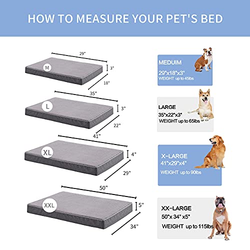 PETABBY Memory Foam Dog Bed for Large Dogs Orthopedic, Waterproof Cooling Dog Bed with Liner and Removable Washable… - Image 5