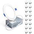 Ensenior 16 Pack 4 Inch LED Recessed Ceiling Light, Dimmable, 6000K Clear White, 750LM 9W 120V, High Brightness Canless Wafer Downlight - ETL&FCC&IC