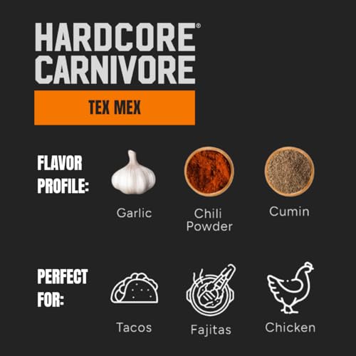 Hardcore Carnivore Tex Mex:Taco, Fajita Grilling Seasoning (10.75 oz Shaker) Texas-Made Spice Blend for Chicken, Beef and More
