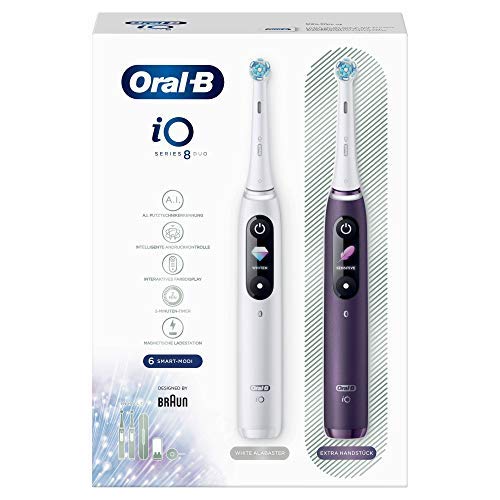iO 8 Doppelpack Elektrische Zahnbürste/Electric Toothbrush mit revolutionärer Magnet-Technologie & Mikrovibrationen, 6 Putzprogramme,