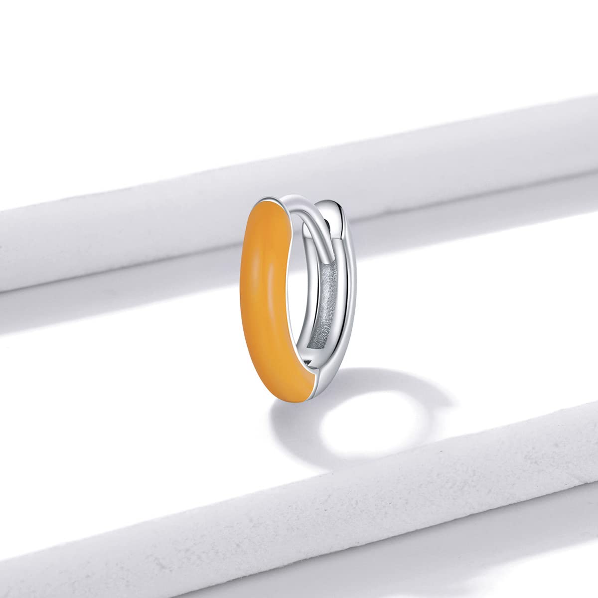 Orecchini a Cerchio d'oro 925 Argento Sterling Piccolo Orecchini a Cerchio penzolamento Zirconia cubica in Oro Bianco Femminile Boho femmini