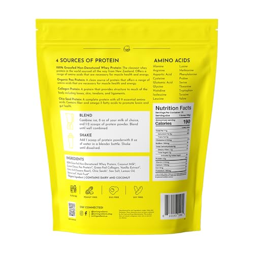Image of JUST INGREDIENTS Lemon Swish Protein Powder - Grass-Fed Whey, Lemon Flavor - 1.44 lb,