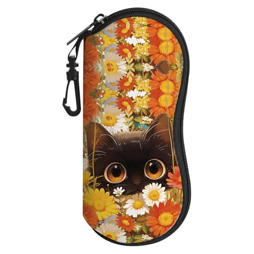 Image of Sunglasses Soft Case, Cute Ultra Light Portable Neoprene Zipper Eyeglass Glasses Case with Belt Clip for Men Women