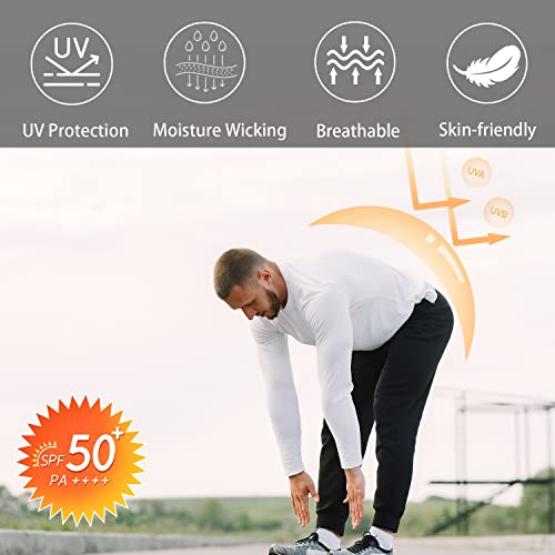 Men Long Sleeve Sun Shirts: Mens UPF 50+ Sun Protection Hoodie SPF/UV Dry Fit Hiking Swimming Fishing Thumbholes Shirt4