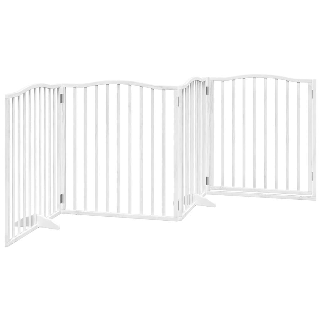 Homgoday Barrera para Perros,Barrera de Seguridad para Perros Mascotas,Valla Perros Interior Puerta para Perros Plegable 4 Paneles Madera álamo Blanca 320cm