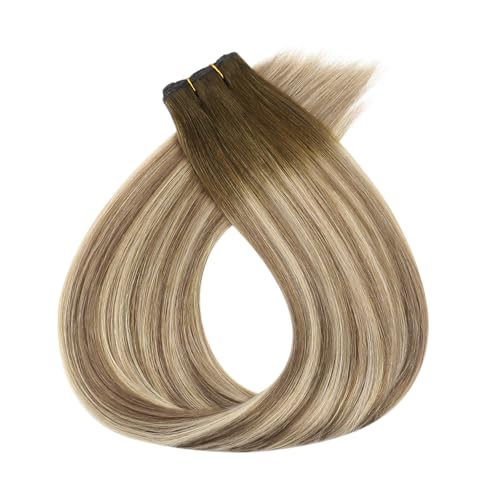 Image of Full Shine Butterfly Weft Hair Extensions 18 Inch 100G, Balayage Ovo Weft