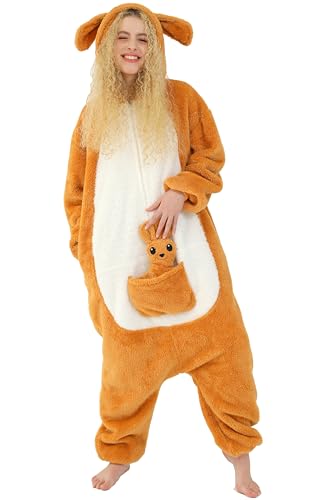 SAMGU Kangaroo Onesie Adult Animal Halloween Cosplay Costume One Piece Pajamas for Women and Men