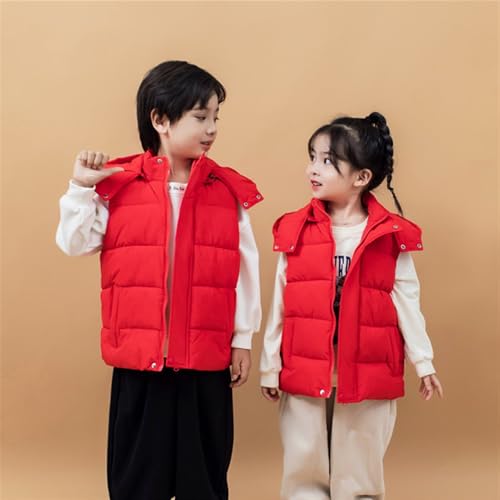Boys Girls Kids Winter Down Vest Windproof Sleeveless Jacket with Detachable Hooded Lightweight Outerwear4