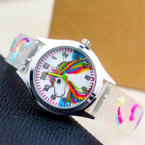 Relógio moderno com tiras de silicone fofo desenho clássico infantil – mostrador cronometrista, desi