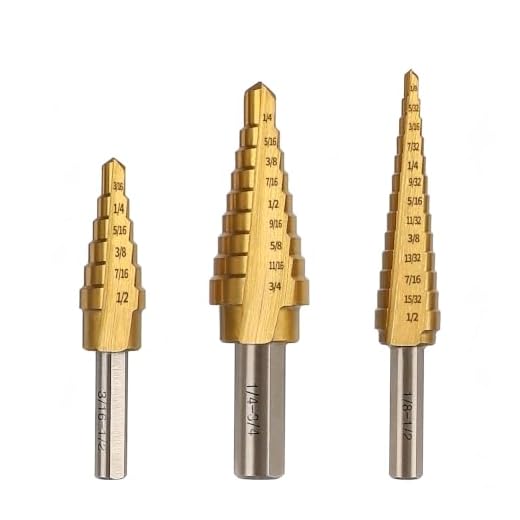 Yougfin 3-Piece HSS Titanium Step Drill Bit Set with Double Flutes | 28 Step Sizes, Titanium Coated, Double Flutes, Fast Chip Removal, Metal Wood Plastic