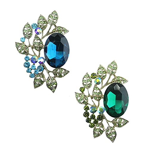 コサージュ ブローチ ブローチ レディース ブローチ ピンブローチ ピン ジュエリー 青+緑 合金象眼細工の人工宝石/半貴石 4.4 * 6.5cm