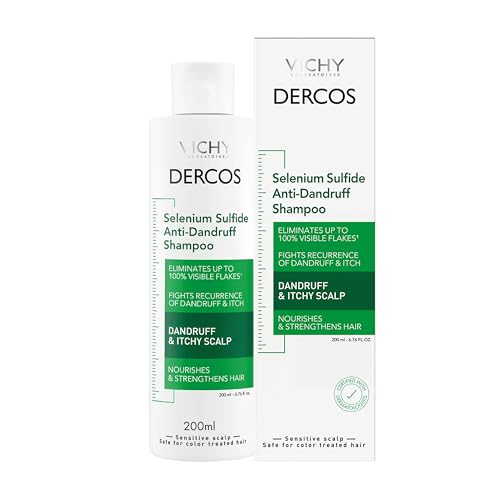 Vichy Dercos Anti Dandruff Shampoo, Dry Scalp Treatment And Itch Relief. Prescription Strength Comparable To 2% Ketoconazole, For Mild To Severe Dandruff-Prone Hair & Flaky, Itchy Scalps, 6.76 Fl. Oz