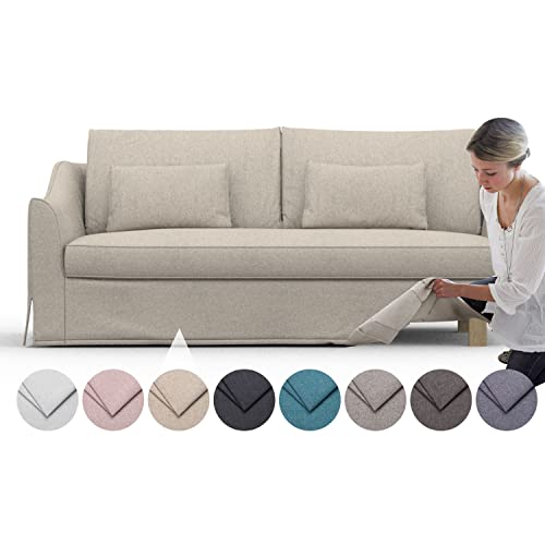 Comfortly | Cover For Farlov 2-Seat Sofa, Replacement Slipcover, Heavy Duty 6 Pcs Cover, Pets And Stain Proof Durable Nano-Tech Fabric, Easy To Clean & Replace (Cashmere Blends - Beige) #TOP3
