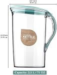 Berglander Fridge Door Water Pitcher with Lid Perfect for Making Tea, Juice and Cold Drink, 71 OZ Water Jug Made of Clear PET, Clear Fiber Glass Carafe BPA Free