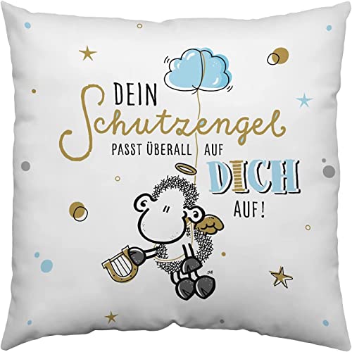 Sheepworld Kissen Motiv 'Schutzengel' | Zierkissen, Baumwolle, 40 cm x 40 cm | Kissen mit Spruch | 47241