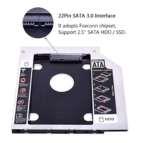 ikis Optical Bay 2nd Hard Drive Caddy, 9.5 mm CD/DVD Drive Slot for SSD and HDD - Image 7