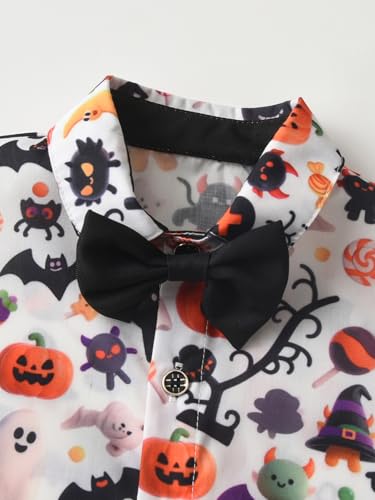 Image of Boarnseorl Baby Boys Pants Sets, Infant Long Sleeve Shirt + Pants + Bow Tie + Suspenders Outfits