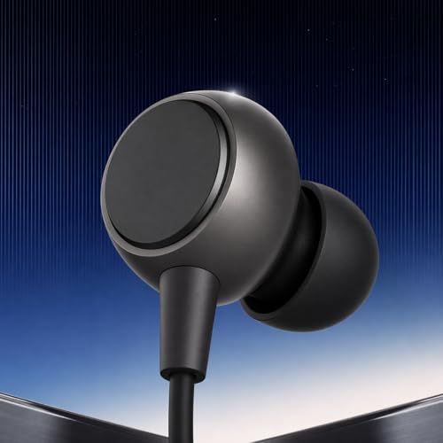 Image of Lynacz Original Type C Earphones for Powerful Bass Wired Earbuds HD Audio Clear Calling Microphone Compatible with All Type C Device (Boomin Black)