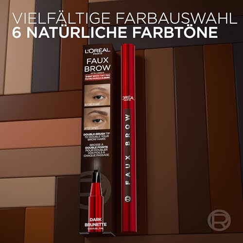 L’Oréal Paris Make-Up, Infaillible Faux Brow Augenbrauenstift, Für langanhaltend definierte Brauen, Dark Brunette, 12,4 g