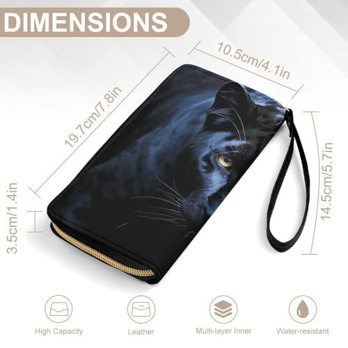 Women Wallets Panther With Blue Eyes Leather Wallet for Women Thin Wallet with Zipper Pocket Card Holder2