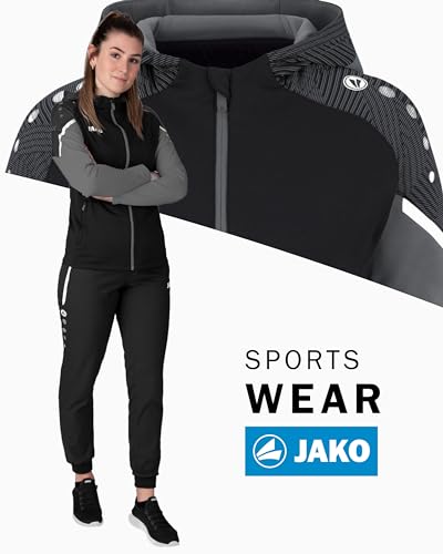 JAKO Damen Kapuzenjacke Performance, Schwarz/Anthra Light, 40