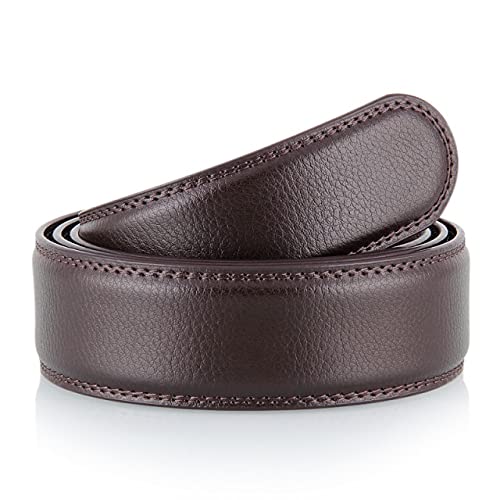 LIUXIN Men Automatic Buckle Belts PU Leather Waist Strap No Buckle Belt Black Brown Male Jeans Waistband 3.5CM