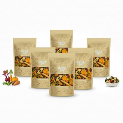 Image of SNACK IT UP Vacuum Roasted Mix Vegetable Chips (90g x 6) | Healthy Snacks Made with 9 Real Vegetables | Low Oil, High Fibre, Vegan, Gluten Free, Plant Based | Crispy Airfried Dehydrated Healthy Chips | Organic Zero Preservative