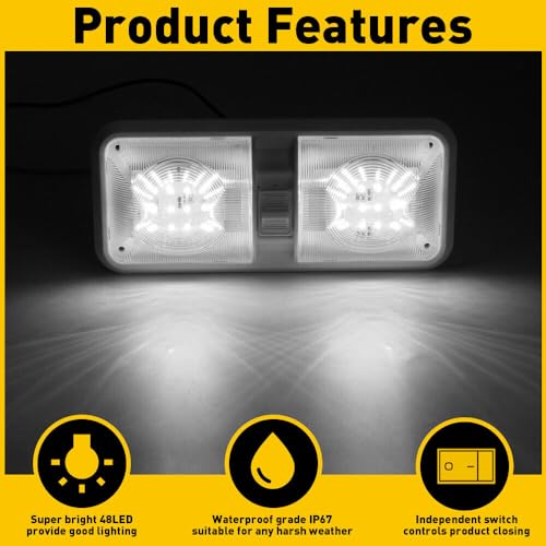 Image of 12 Volt LED RV LED Lights with ON /Off Switch - Daylight 6500K 8W 600LM, Interior Lighting for RV Van Trailer Camper Boat - Pack of 10