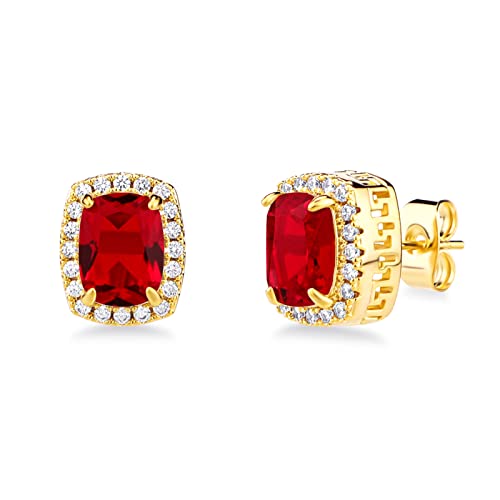 TOPGRILLZ Square Stud Corloful Earrings Rectangle 5A+ Cubic Zirconia 14K Gold Plated Multiple Colors Big Square Stud Earrings Jewelry For Men Women