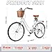 kaiwrxin 26 Inch Beach Cruiser Bike for Ladies, 7-Speed Women Bike for Adults with Basket & Rack, City Bicycle for Commuting, Step Through City Bikes for Woman Adults Ladies (White)