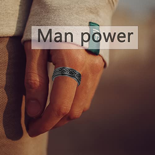 Yomlry Celtic Fidget Ring 6/8Mm Spinning Anxiety Ring Anti-Anxiety Celtic Knot Floral Rings Stress Relieving Fidget Rings For Anxiety For Women Men Engagement Promise Band Spinner Rings 8Mm Black 12 #TOP6